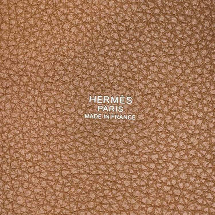 Pre Owned Hermes Gold Taurillon Clemence Leather Picotin Lock PM Tote Bag