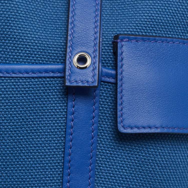 Pre Owned Hermes Bleu Egee/Bleu Royal Goeland and Swift Leather Cargo Picotin Lock 18 Bag