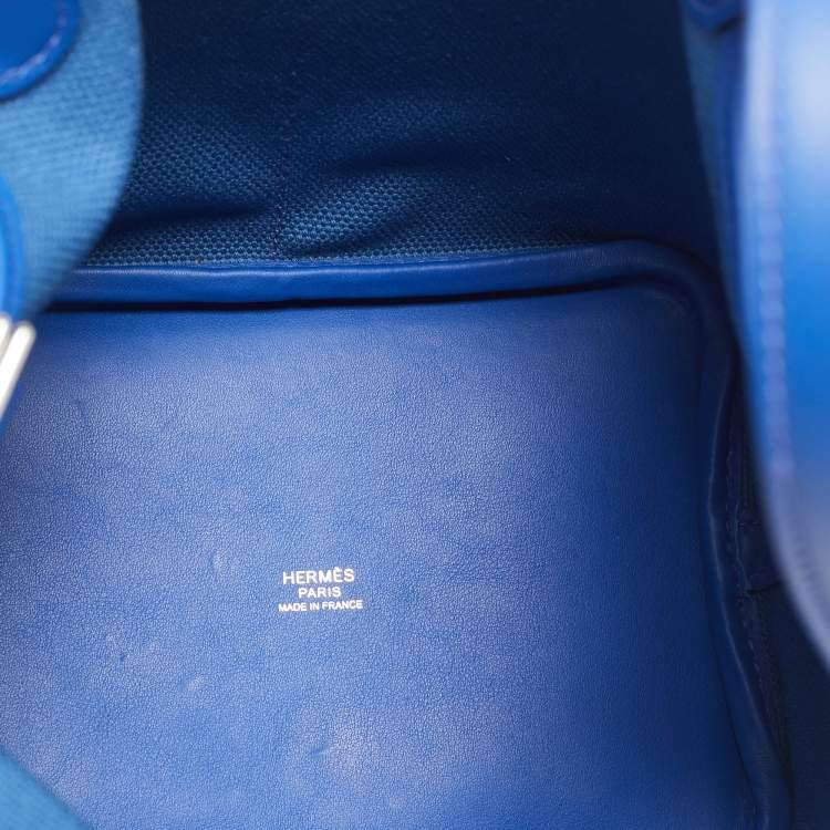 Pre Owned Hermes Bleu Egee/Bleu Royal Goeland and Swift Leather Cargo Picotin Lock 18 Bag
