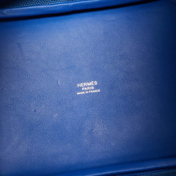 Pre Owned Hermes Bleu Egee/Bleu Royal Goeland and Swift Leather Cargo Picotin Lock 18 Bag