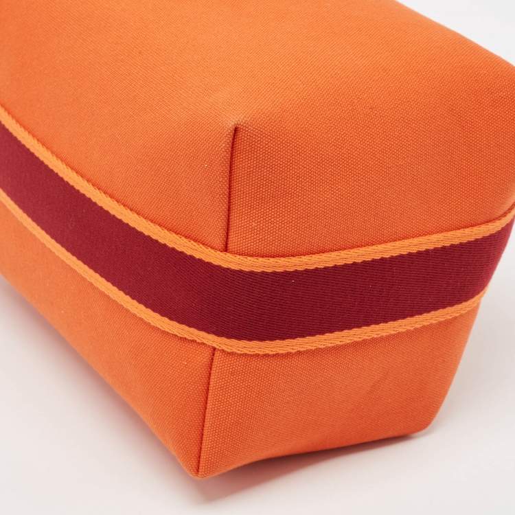Pre Owned Hermès Orange/Rouge H Canvas Large Bride-a-Brac Pouch