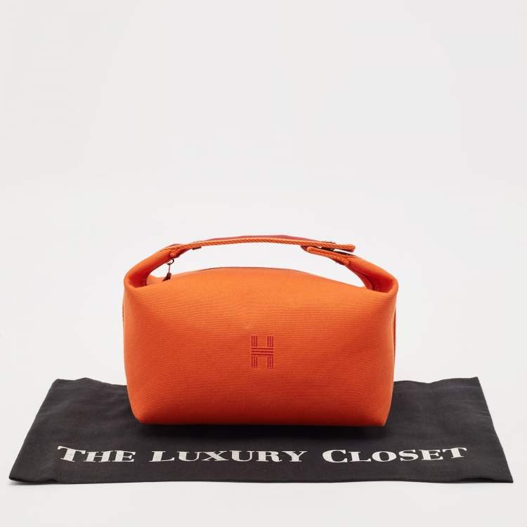 Pre Owned Hermès Orange/Rouge H Canvas Large Bride-a-Brac Pouch