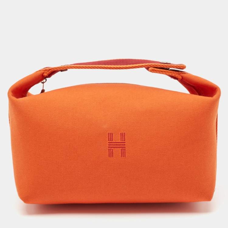 Pre Owned Hermès Orange/Rouge H Canvas Large Bride-a-Brac Pouch