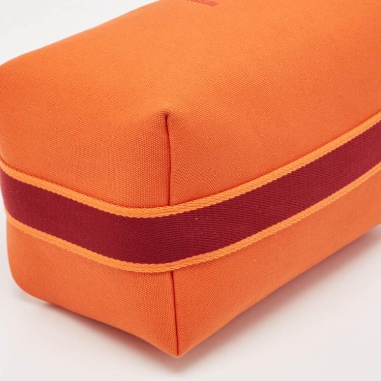 Pre Owned Hermès Orange/Rouge H Canvas Large Bride-a-Brac Pouch