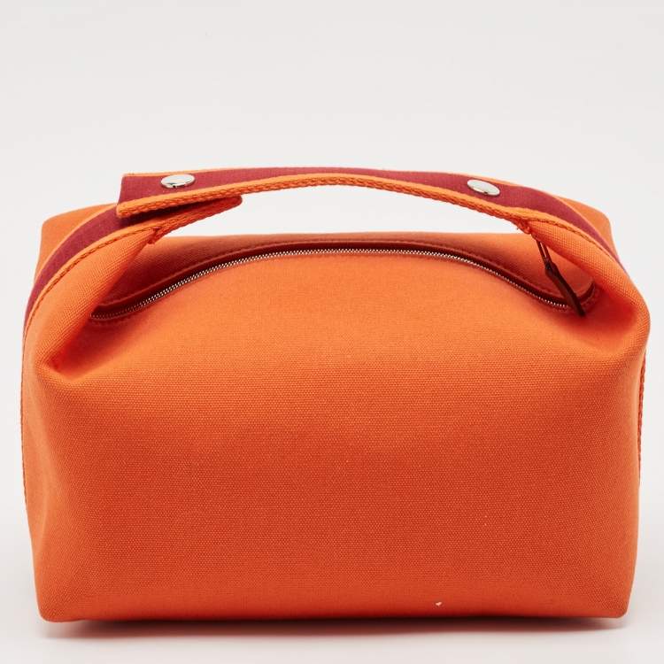 Pre Owned Hermès Orange/Rouge H Canvas Large Bride-a-Brac Pouch