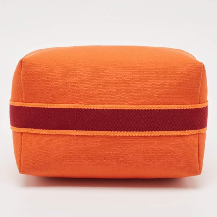 Pre Owned Hermès Orange/Rouge H Canvas Large Bride-a-Brac Pouch