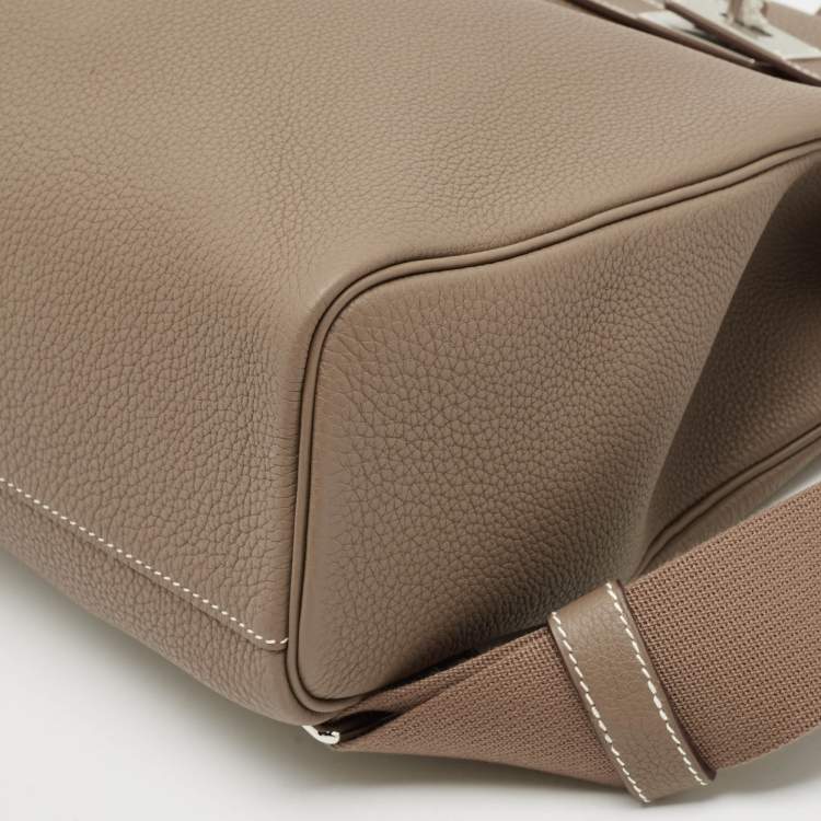 Pre Owned Hermès Etoupe Togo Leather Palladium Finish Hac A Dos GM Backpack