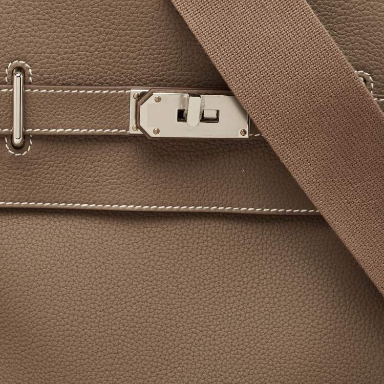 Pre Owned Hermès Etoupe Togo Leather Palladium Finish Hac A Dos GM Backpack
