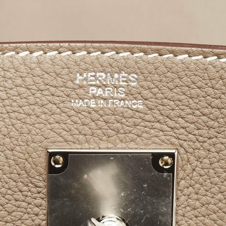 Pre Owned Hermès Etoupe Togo Leather Palladium Finish Hac A Dos GM Backpack