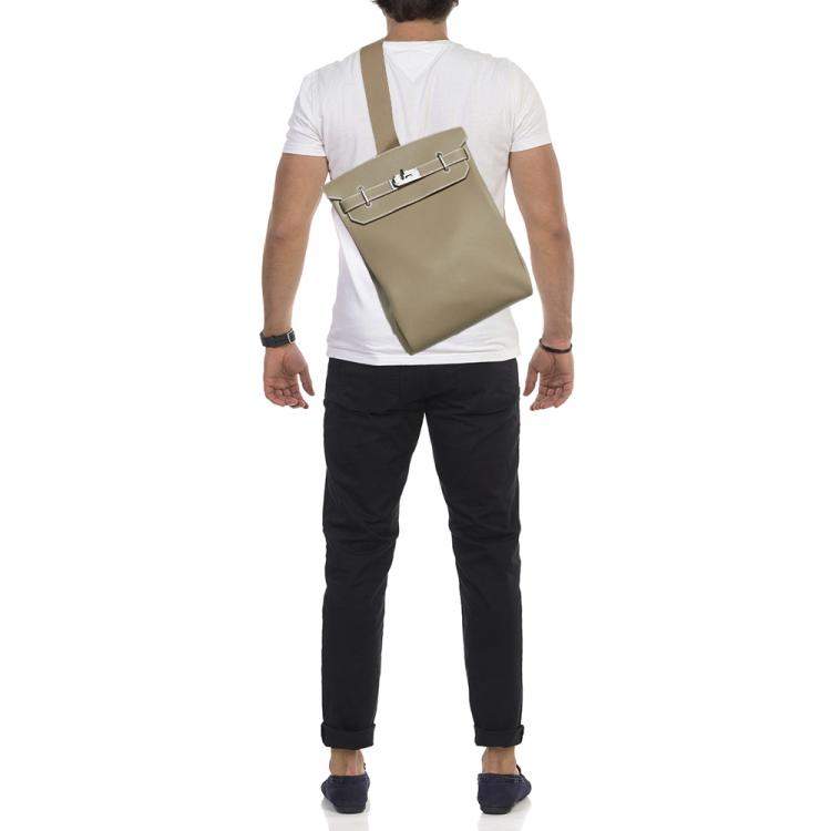 Pre Owned Hermès Etoupe Togo Leather Palladium Finish Hac A Dos GM Backpack
