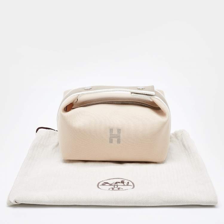 Pre Owned Hermes Beige Canvas Small Bride-a-Brac Case Pouch