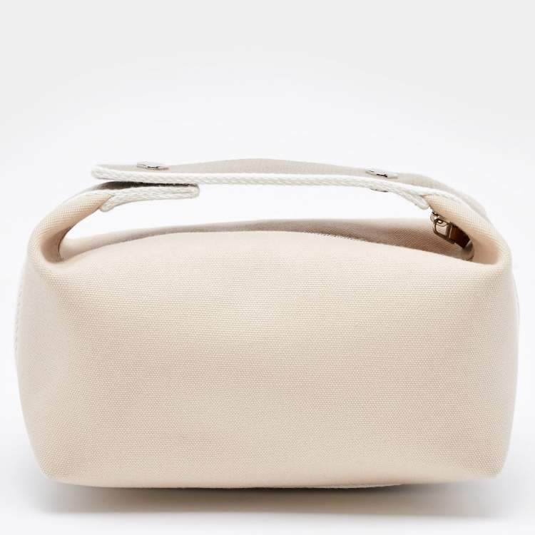 Pre Owned Hermes Beige Canvas Small Bride-a-Brac Case Pouch