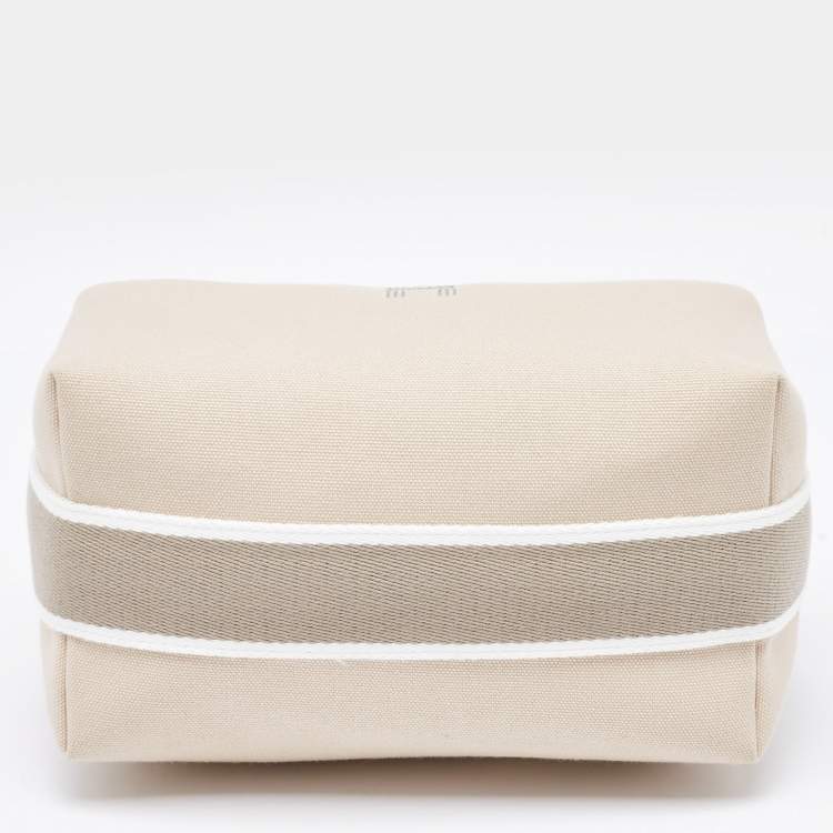 Pre Owned Hermes Beige Canvas Small Bride-a-Brac Case Pouch