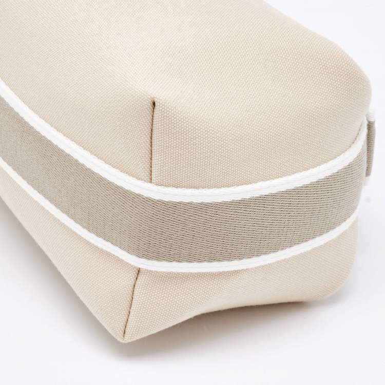 Pre Owned Hermes Beige Canvas Small Bride-a-Brac Case Pouch
