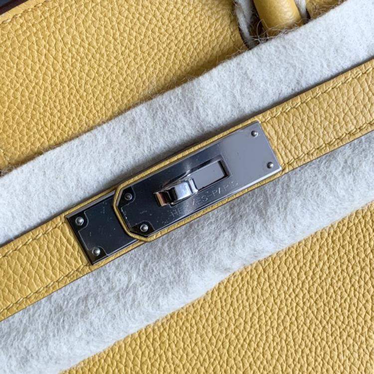 Pre Owned Hermes Jaune Amber Togo Leather Birkin 30 Handbag