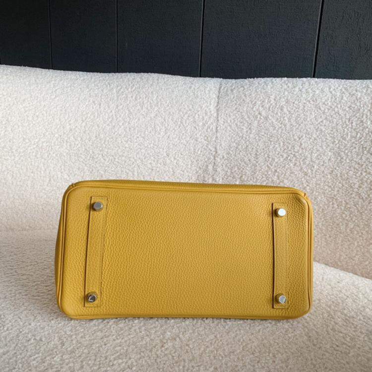 Pre Owned Hermes Jaune Amber Togo Leather Birkin 30 Handbag