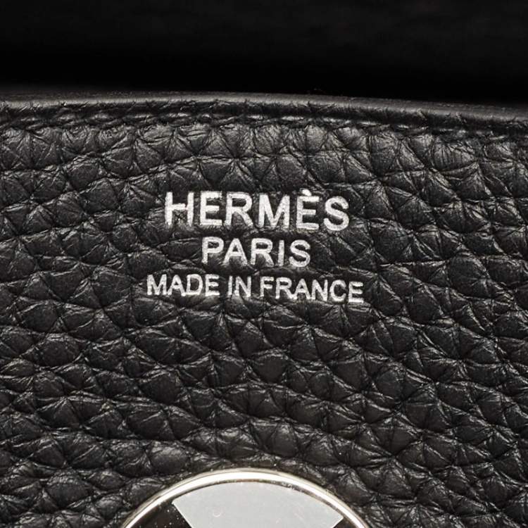Pre Owned Hermes Noir Taurillon Clemence Leather Palladium Finish Lindy 30 Bag