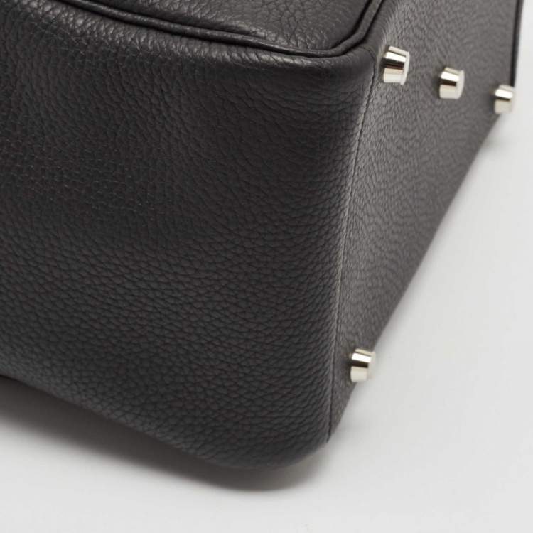 Pre Owned Hermes Noir Taurillon Clemence Leather Palladium Finish Lindy 30 Bag