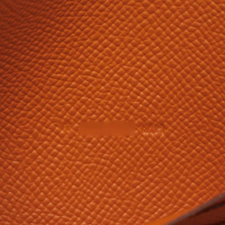Pre Owned Hermès Orange Epsom Leather Constance To Go Wallet