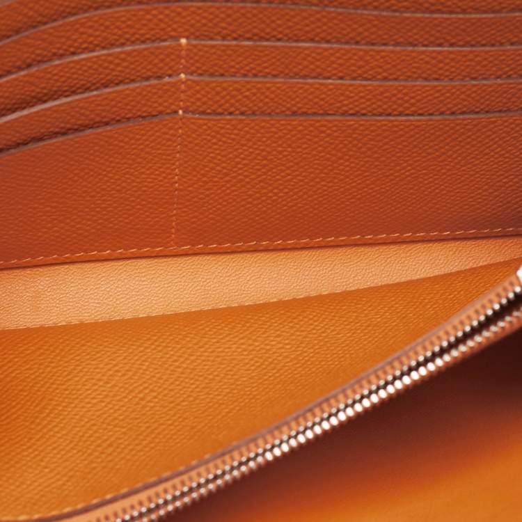 Pre Owned Hermès Orange Epsom Leather Constance To Go Wallet