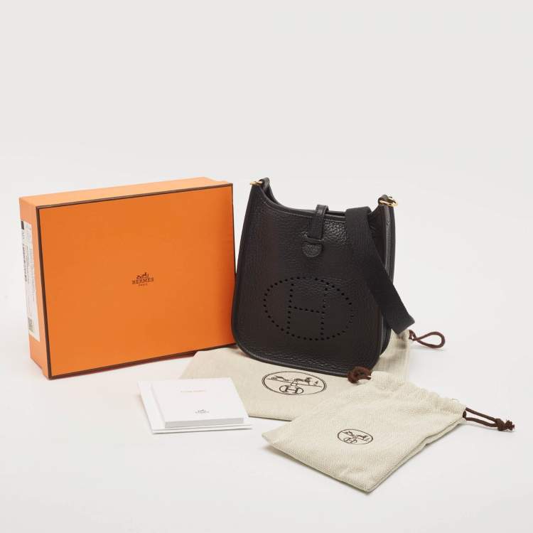 Pre Owned Hermès Noir Taurillon Clemence Leather Evelyne TPM Bag