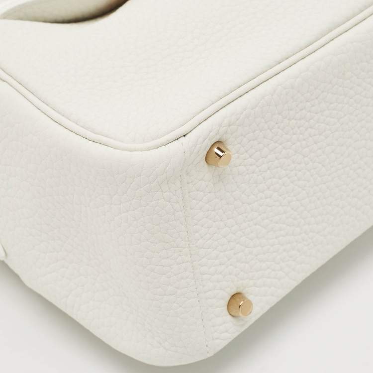 Pre Owned Hermès Blanc Taurillon Clemence Leather Gold Finish Mini Lindy Bag
