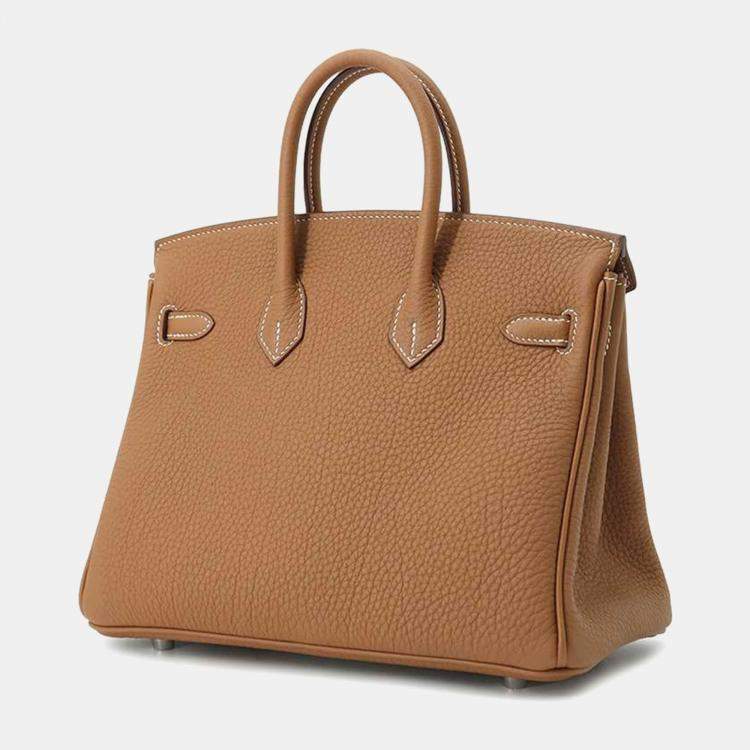 Pre Owned Hermes Gold Togo Leather Birkin 25 Top Handle Bag