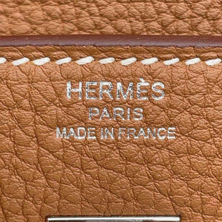Pre Owned Hermes Gold Togo Leather Birkin 25 Top Handle Bag