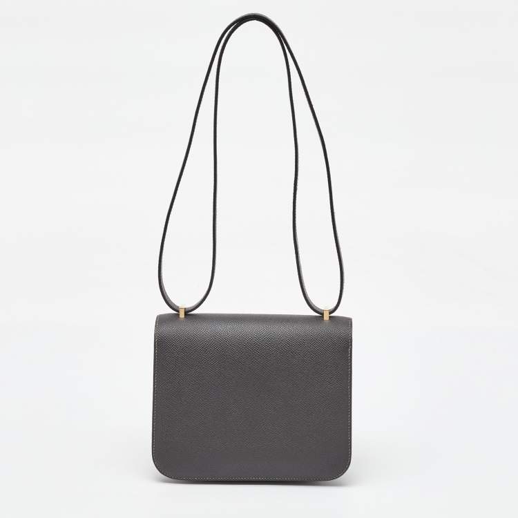 Pre Owned Hermes Graphite Epsom Leather Constance III Mini Miroir Bag