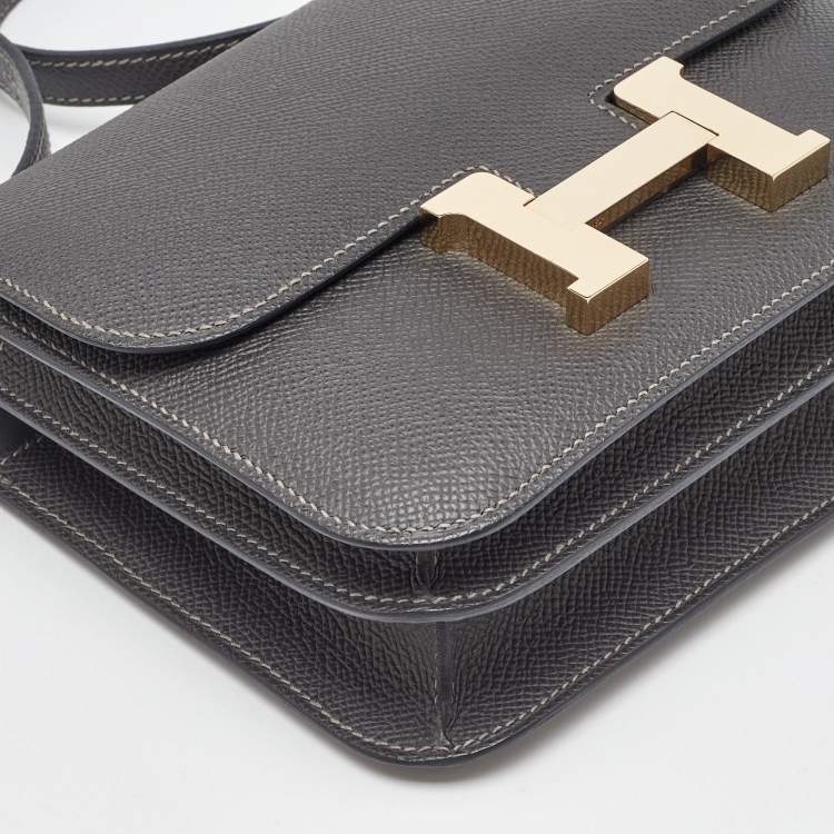 Pre Owned Hermes Graphite Epsom Leather Constance III Mini Miroir Bag
