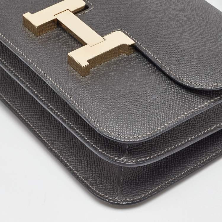Pre Owned Hermes Graphite Epsom Leather Constance III Mini Miroir Bag