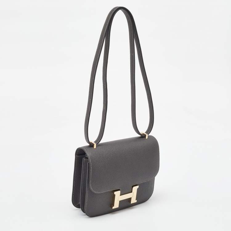 Pre Owned Hermes Graphite Epsom Leather Constance III Mini Miroir Bag