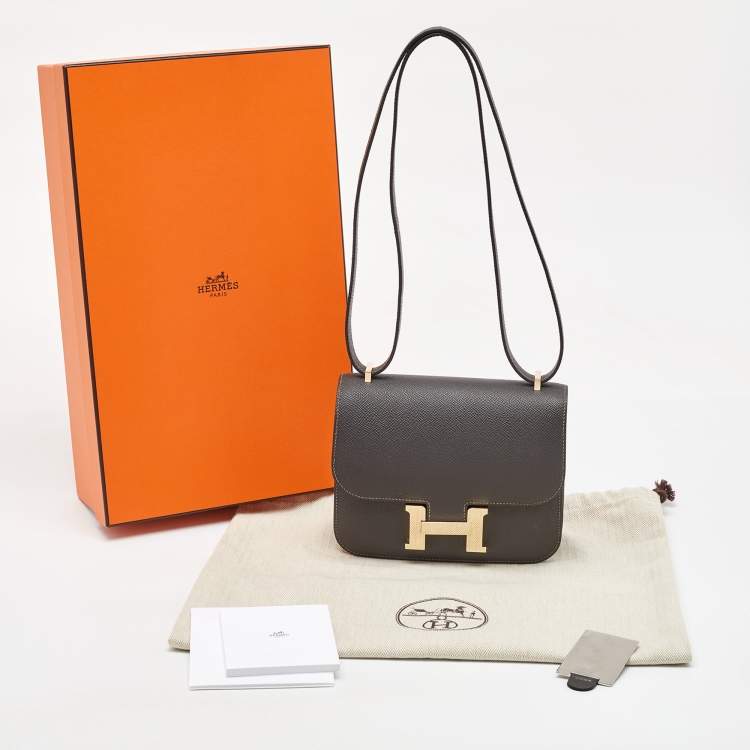 Pre Owned Hermes Graphite Epsom Leather Constance III Mini Miroir Bag
