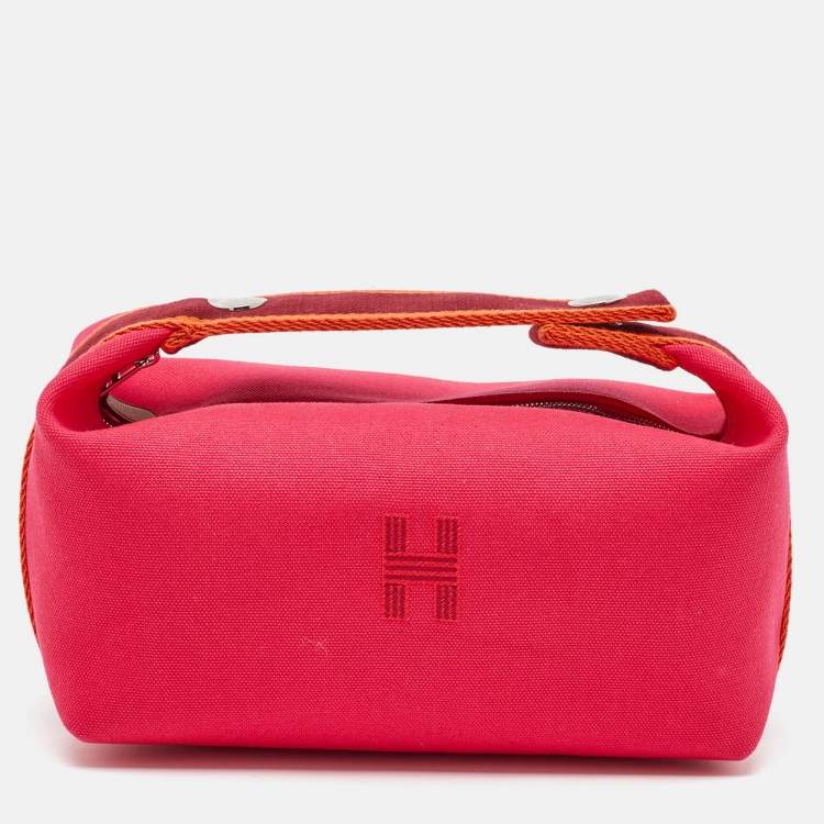 Pre Owned Hermes Hibiscus Canvas Small Bride-a-Brac Pouch