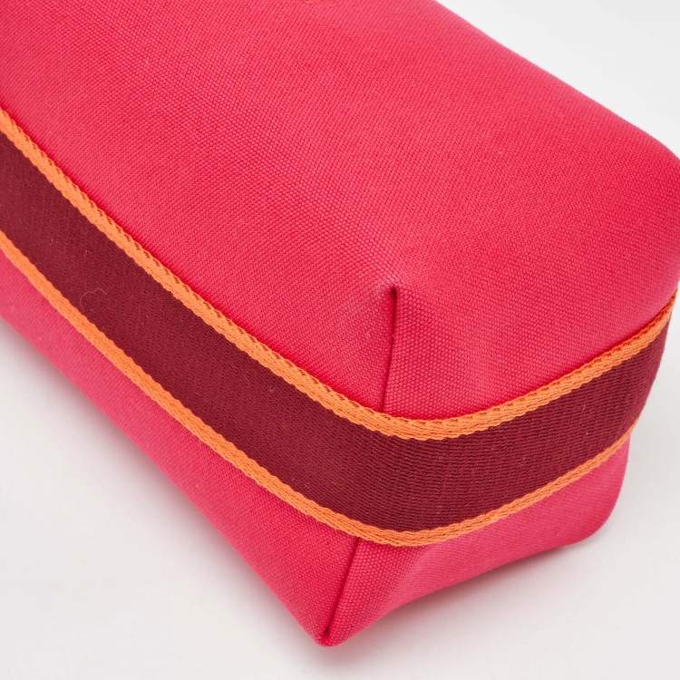Pre Owned Hermes Hibiscus Canvas Small Bride-a-Brac Pouch