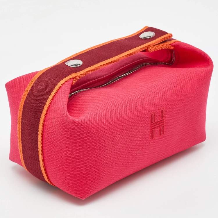 Pre Owned Hermes Hibiscus Canvas Small Bride-a-Brac Pouch