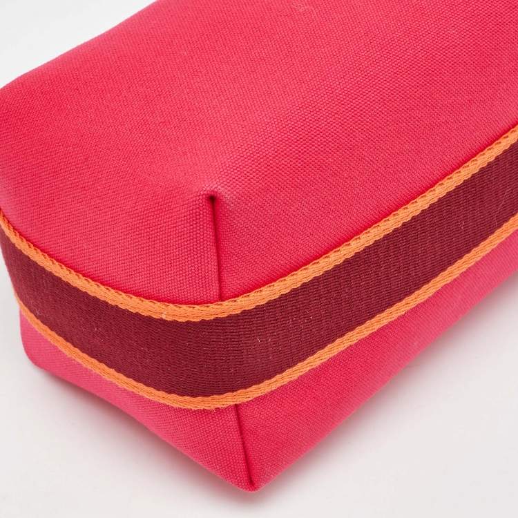 Pre Owned Hermes Hibiscus Canvas Small Bride-a-Brac Pouch