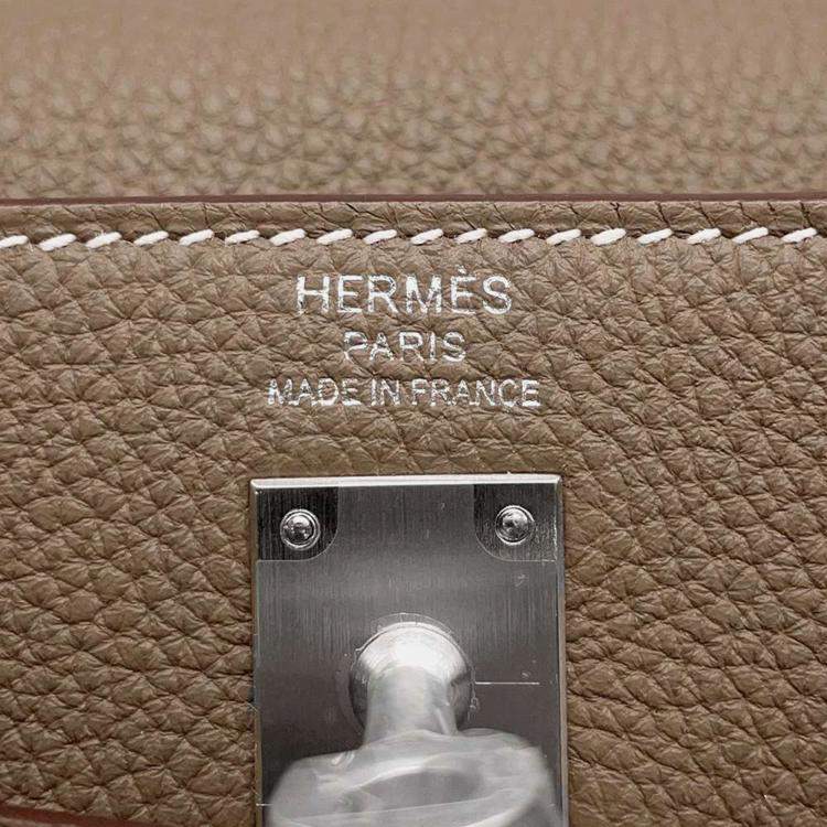 Pre Owned Hermes Etoupe Togo Leather Kelly 25 Top Handle Bag 