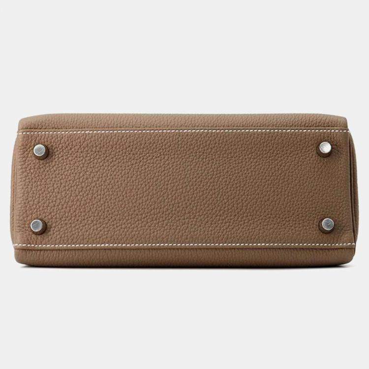 Pre Owned Hermes Etoupe Togo Leather Kelly 25 Top Handle Bag 