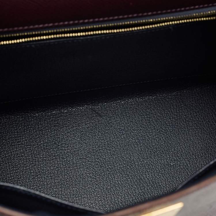 Pre Owned Hermès Raisin/Bleu de Malte Epsom Leather Gold Finish Kelly Sellier 28 Bag