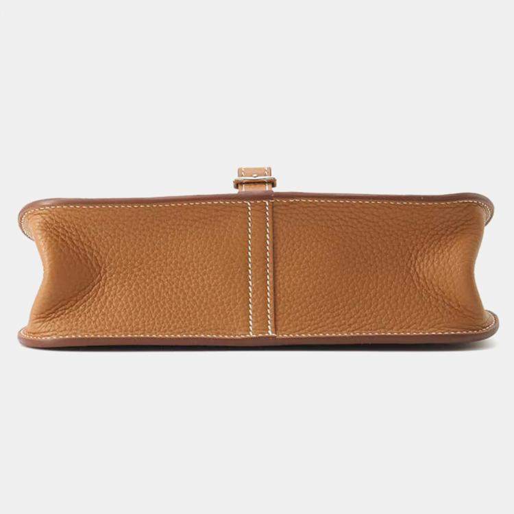 Pre Owned Hermes Gold Taurillon Clemence Halzan 25 Tote Bag