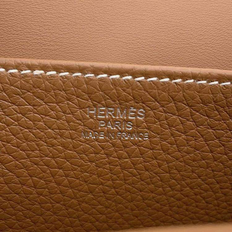 Pre Owned Hermes Gold Taurillon Clemence Halzan 25 Tote Bag