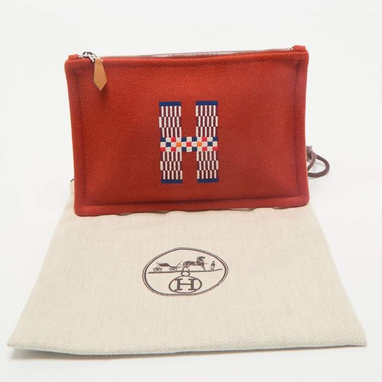 Pre Owned Hermes Tomette Wool Small Flat H Natte Case