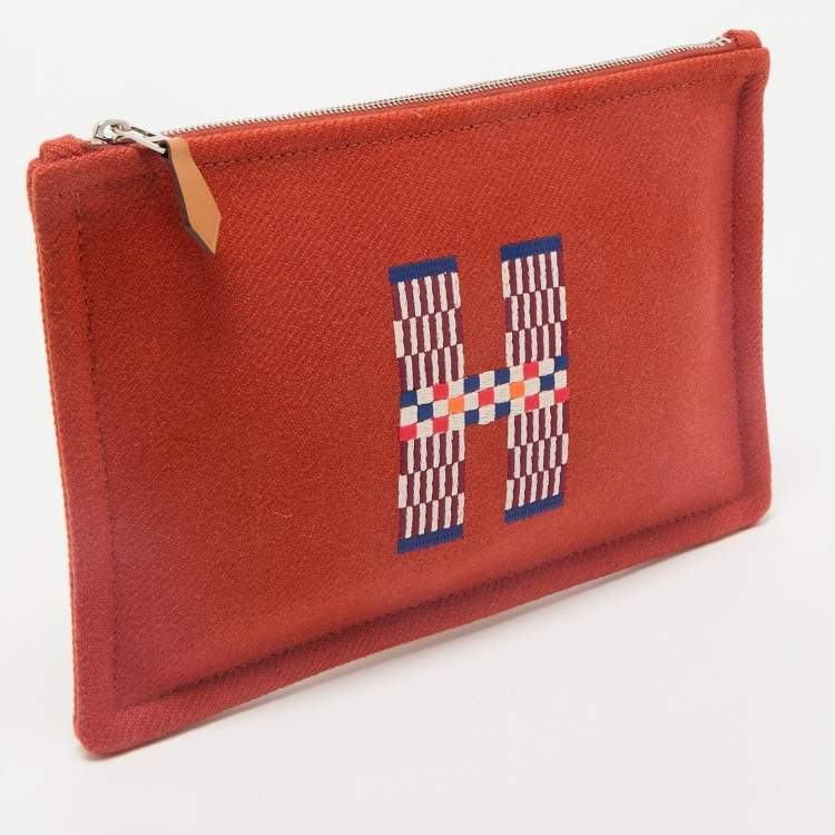 Pre Owned Hermes Tomette Wool Small Flat H Natte Case