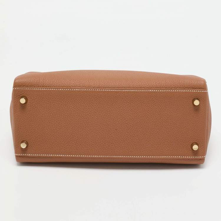 Pre Owned Hermès Gold Togo Leather Gold Finish Kelly Retourne 28 Bag