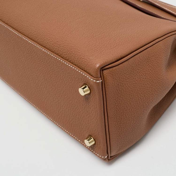 Pre Owned Hermès Gold Togo Leather Gold Finish Kelly Retourne 28 Bag