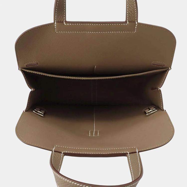 Pre Owned Hermes Etoupe Taurillon Clemence Halzan 25 Shoulder Bag