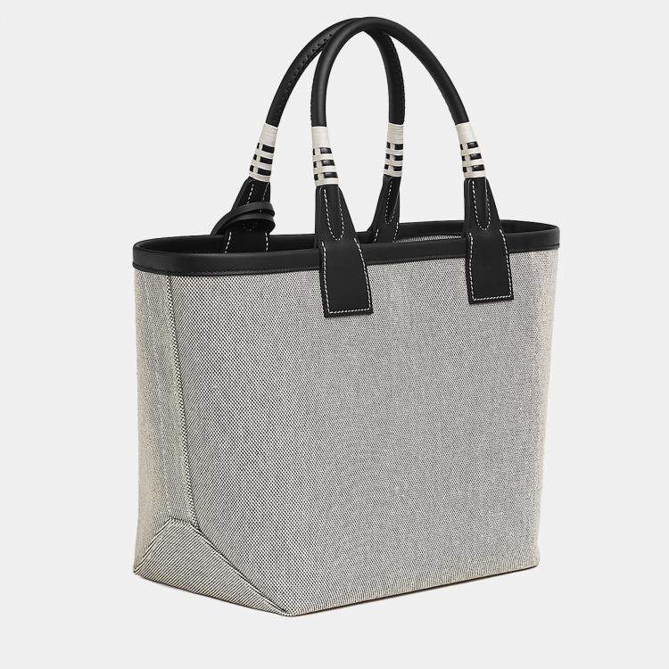 Pre Owned Hermes Ecru Black Sac Steeple 25 Bag