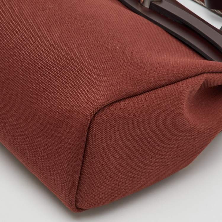 Pre Owned Hermès Rouge H/Ebene Toile and Leather Herbag Zip 31 Bag