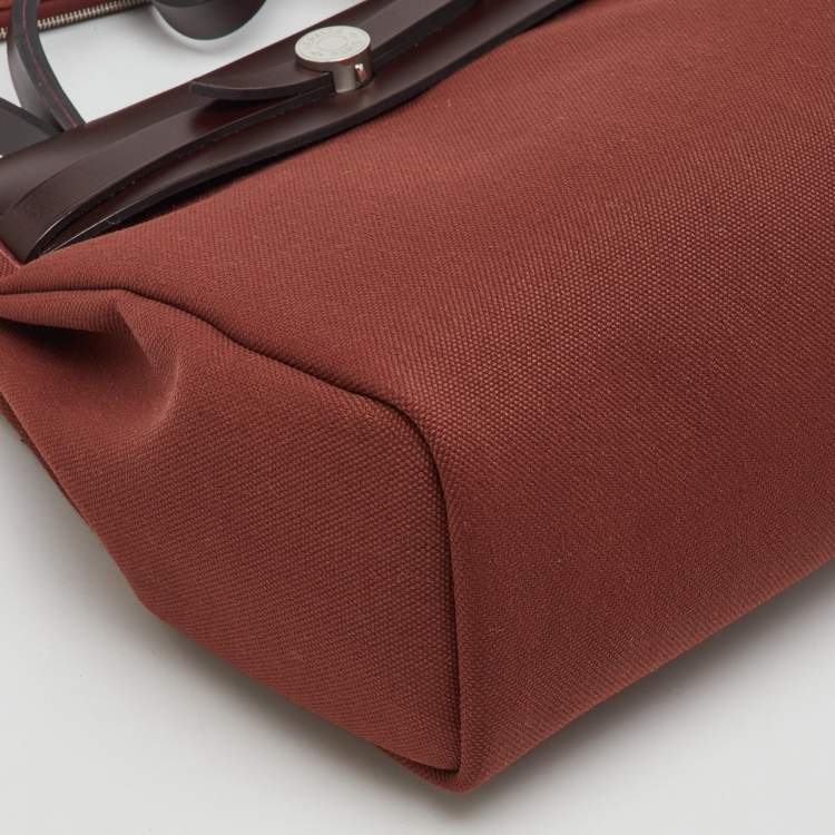 Pre Owned Hermès Rouge H/Ebene Toile and Leather Herbag Zip 31 Bag